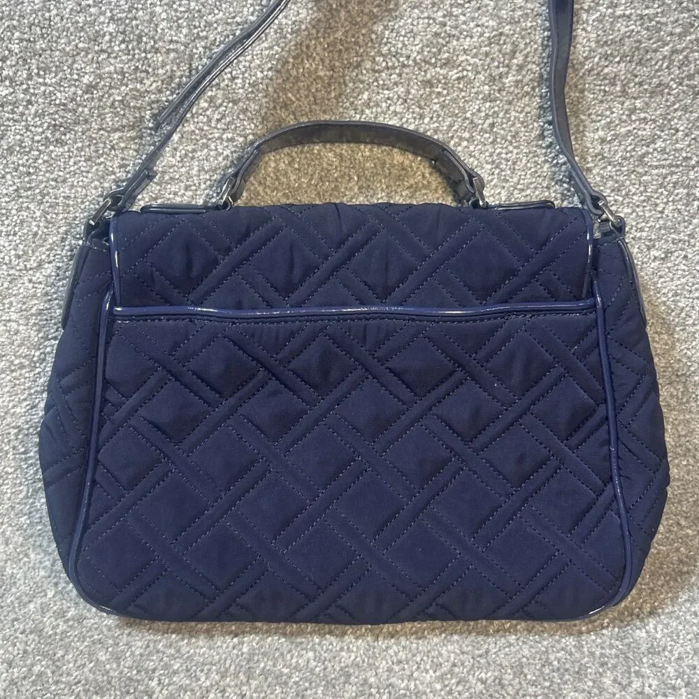 Vera Bradley Blue Quilted Microfiber Crossbody Turn Lock Handbag Purse
